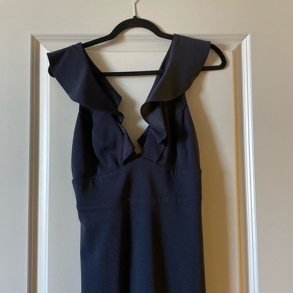 NWOT Women’s S Small Lulu’s Navy Blue Perfect Opportunity Ruffle Maxi Dress